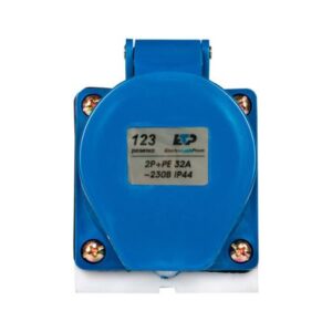 123 Розетка силовая 2Р+РЕ 32А 220В IP44 ETP